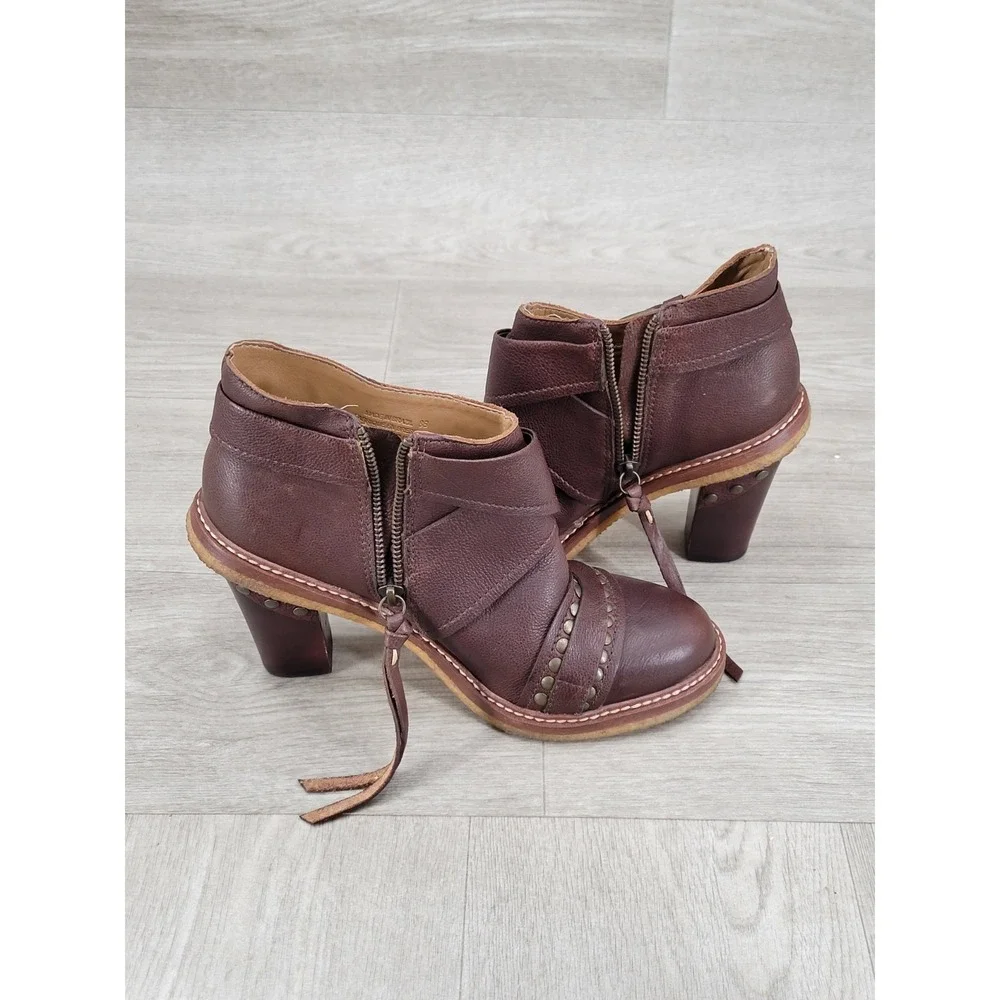 Schuler & Sons Philadelphia Leather Ankle Boots Women's Size 8B Brown Zip Up